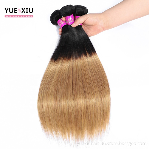 Brazilian Straight Human Hair Bundles Virgin Cuticle Aligned Hair Color 1B/27  Honey Blonde